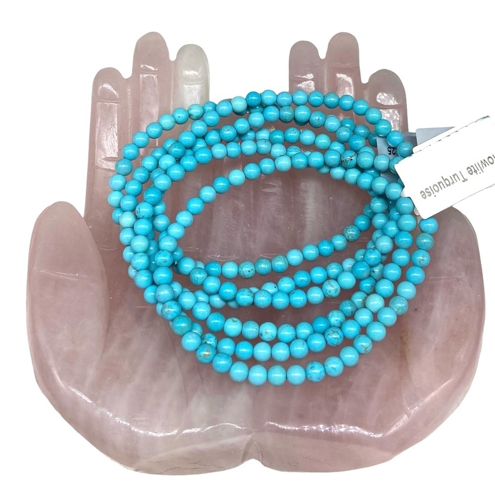4mm Howlite Turquoise Stretch Bracelet Beads Beaded Crystal Gemstone Boho Blue